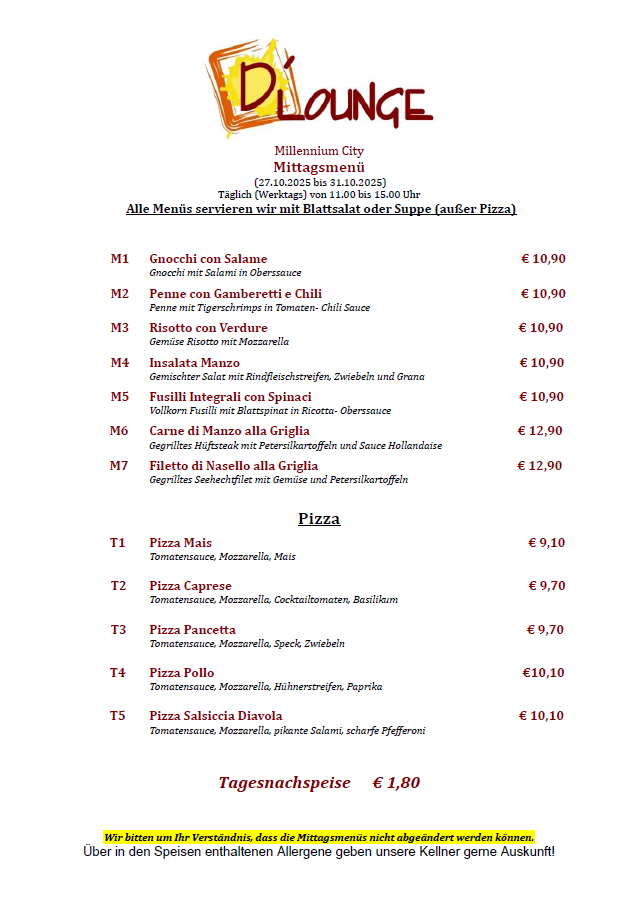 DLounge Mittagsmenue MILLENNIUM City 2710 3110