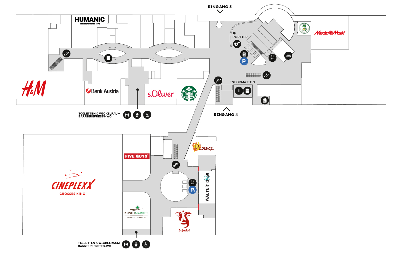 Centerplan mit Positionsmarker
